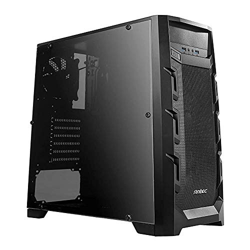 Image of Antec GX202 Mid-Tower ATX Computer Cabinet /Gaming Case | 3 HDD and 4 SSD mounts |13.34 cm (5.25 inch) Optical Drive Bay with 2 x 120mm Blue LED Fans in Front & 1 x 120mm Regular Fan in Rear