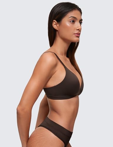 Image of CRZ YOGA Softhold Triangle Bralette | Double Lined, Light Support, Non Padded, Wireless, Casual, Ultra-Soft, V Neck, Adjustable Square Back, Everyday Bra for Women