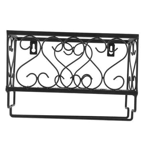 BESTonZON Floating Wine Rack Coffee Accessories Stemware Mounted Wine Storage Display Shelf Syrup Pump Wall Hanging Wine Rack Hook Hanger Wine Hanging Rack Iron Glass Dispenser