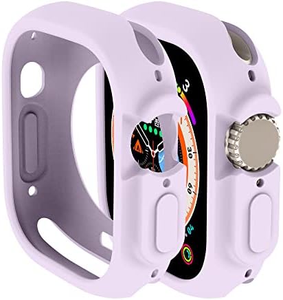 Compatible for Apple Watch Ultra 4/3/2/1 49mm Case All-Round Shockproof TPU Silicone Protective Cover Bumper Shock-Absorbing Scratch-Resistant Case for Women Men (Colour)