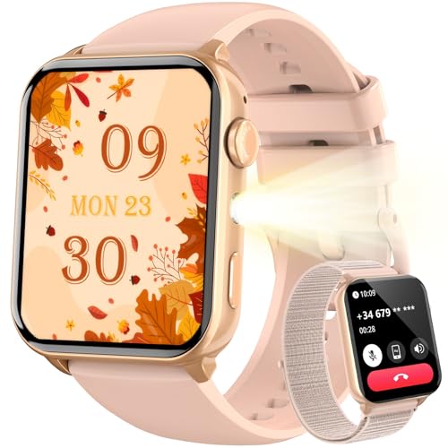 Blackview Reloj Inteligente Mujer - Llamadas Bluetooth y Notificación Mensajes, 1,91' Smartwatch Mujer con Linterna LED, SpO2, Pulsómetro, Sueño, Podómetro, Pulsera Actividad con 100 Modos Deportivos