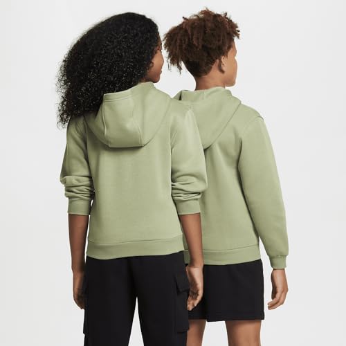 Nike Sportswear Club Fleece Big Kids' Full-Zip Hoodie (FD3004-386, Oil Green/White)2