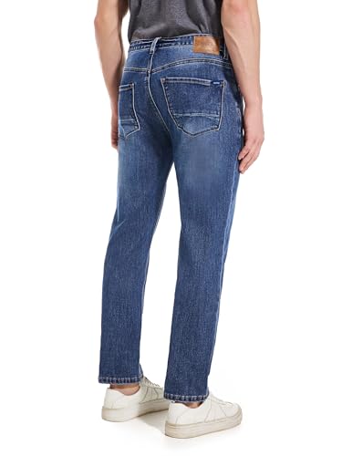 Jeans for Short Men 27" Original Straight Taper Fit Short Length Casual Stretch Denim Pants AT012