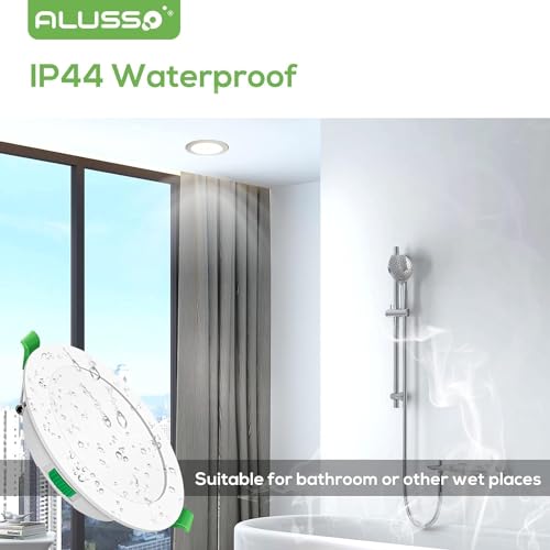 ALUSSO LED Einbaustrahler Ultra Flach 7W 230V, Dimmbar LED Deckenspots 580lm 30mm Einbautiefe, Warmweiß 3000K Neutralweiß 4000K Kaltweiß 6500K Einbauleuchten IP44 für Badezimmer Wohnzimmer, 6er Set