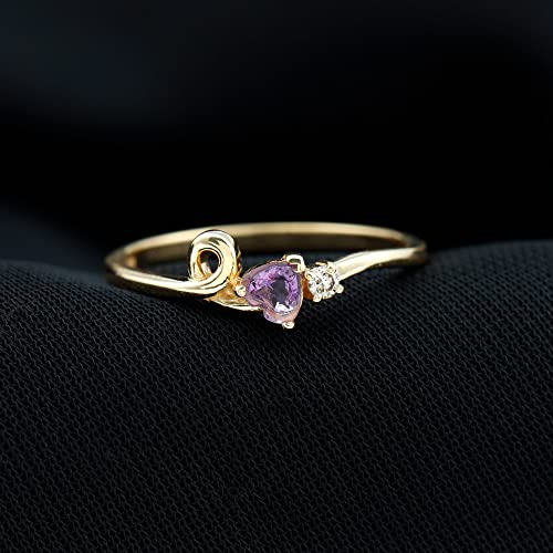 Natural Amethyst Heart Promise Ring For Women, Amethyst Twisted Shank Ring With Moissanite, 14K Yellow Gold, Size:us 8.00 #TOP1
