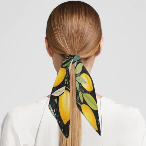 Floral Lemon Printed Fashion Hair Scarf Lightweight Silk Feeling Head Scarf Square Bandanas for Women2