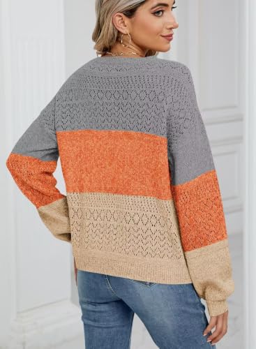 Image of JOCAFIYE Womens Sweaters Casual Long Sleeve V Neck Pullover Sweater Tops