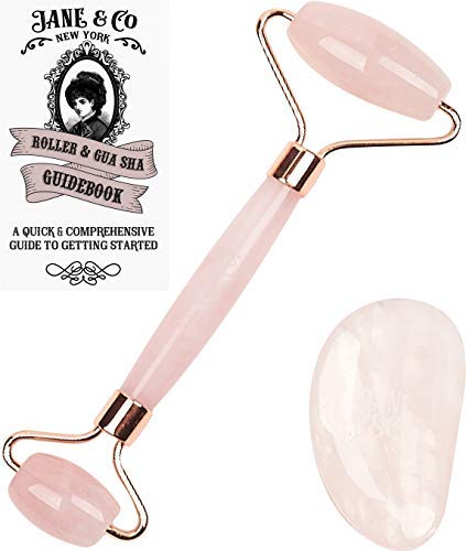 Spa Grade Rose Quartz Roller For Face With Gua Sha | Rose Quartz Face Roller Massager | Pink Jade Facial Roller | Jade Rollers | Wrinkle Roller