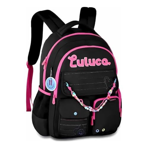 Mochila Luluca Costa Grande Miçanga Notebook Bolsos Juvenil (Preto)