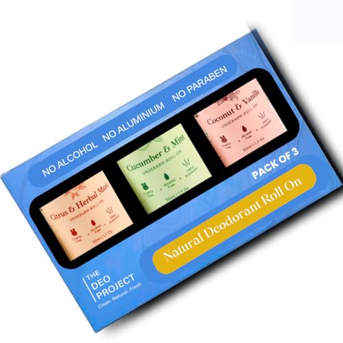 Image of Coconut, Citrus Herbal Musk with Cucumber & Mint Natural Underarm Roll On (Pack of 3)