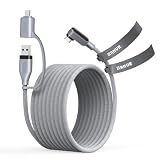 AMVR Link Kabel 5m(16Ft) für PCVR, Kompatibel mit Meta Quest 3/3S/2/Pico 4 Zubehör, geflochtenes Nylonkabel mit USB 3.0 A-auf-C-Adapter für SteamVR, High-Speed Max 5Gbps