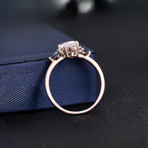 IVANKA 1.5ct Natural Alexandrite Oval Blue Moonstone Engagement Ring Vintage Color-Change Pear Alexandrite Wedding Ring June Birthstone Birthday/Promise Gifts Alexandrite Engagement Ring Antique Bridal Matching Ring For Women4