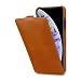 Produktbild StilGut Schutz-Hülle kompatibel mit iPhone XS Max Flip-Case vertikal aus Echtleder, Cognac