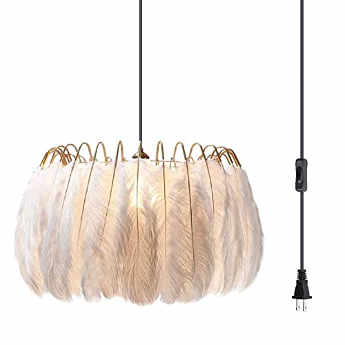 Suspension luminaire chambre fille lustre plume pour ambiance cosy