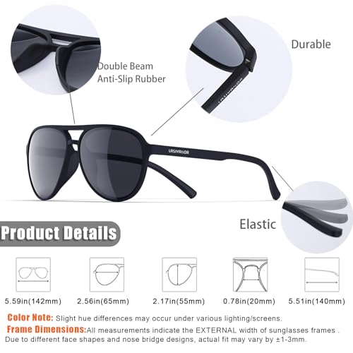 Lightweight TAC Polarized Tinted Classic Vintage Retro 70s Sunglasses, TR-90 Frame for Women Men, UV 400 Protection3