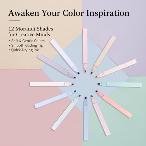 Ouksma Pastel Highlighters Set of 12, Soft Color Mild Highlighters, Eye-Friendly No Bleed Quick Dry Markers for Journaling, Note Taking, Aesthetic School & Office Supplies - Image 2