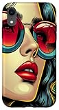 Fácil instalación Carcasa para iPhone XR Mujer elegante con gafas de sol: arte cómico vibrante