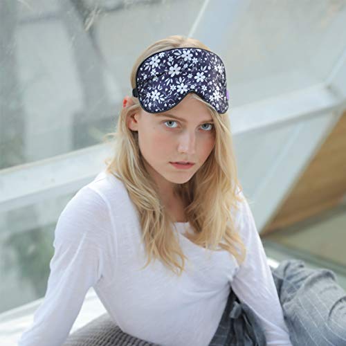O’Bester Natural Silk Sleep Mask, Comfortable and Super Soft Eye Mask with Adjustable Strap, Ultimate Sleeping Aid, Blindfold, Blocks Light (Small White Flowers) - Image 6