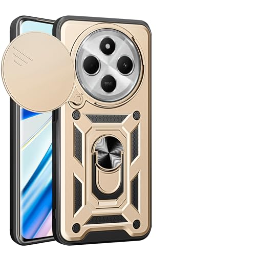 Kukoufey Compatible with Xiaomi Redmi 14C 4G Case Cover,with Slide Camera Lens Cover Compatible with Xiaomi Redmi 14C 4G 2409BRN2CA 2409BRN2CL 2409BRN2CG Case Gold