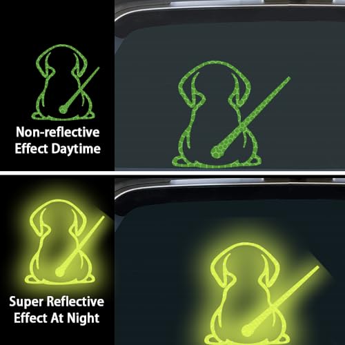Image of Dog Decal Vinyl Sticker, Rear Wiper Decal Cute Dog Moving Tail Wiper Decals Reflective Stickers Windshield Wiper Stickers Window Wiper Decals Tags for Rear Vehicle Wipers (Fluorescent Green)
