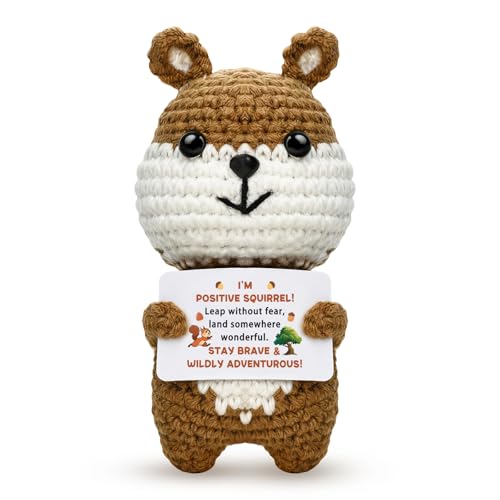 Squirrel Positive Crochet Animals Emotional Positive Gift for Women Men