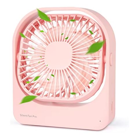 Keweis Small Personal Desk Fan, Portable Mini USB Table Fan, 3 Speeds, 2800mAh Rechargeable Battery Operated, Quiet Desktop Fan Handheld Fan for Home, Office, Travel, Camping, Outdoor (Pink) Cover