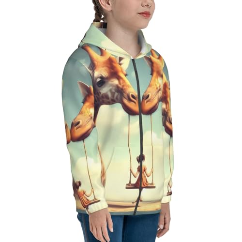Giraffe Swing1 Kids Pullover Hoodies Boys Zip Up Sweatshirts Girls Athletic Clothes with Pocket4