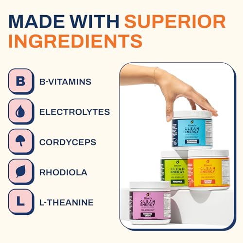 Image of Ethan's Feel Good Pre-Workout & Hydration Drink Mix, 200mg Plant-Based Caffeine, Electrolytes & Adaptogens, Vegan Organic - Orange-Mango, 30 Servings