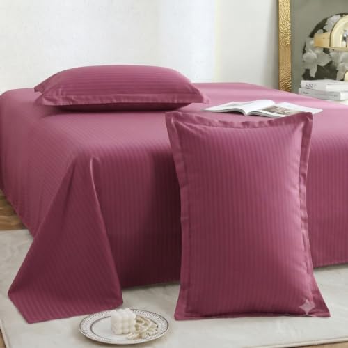 Image of Satin Striped Glace Cotton Double bedsheet with 2 Pillow Cover | Soft & Smooth Finish | Double Bed bedsheet 90 x 90 Inch | Pillow Cover 18 x 28 Inch | Breathable, Fade Resistant
