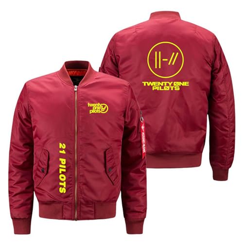JOSHES Cazadora Aviador Hombre 21 Pilo-TS, Abrigo Cálido, Primavera Otoño Verano Cazadoras-Red||5XL