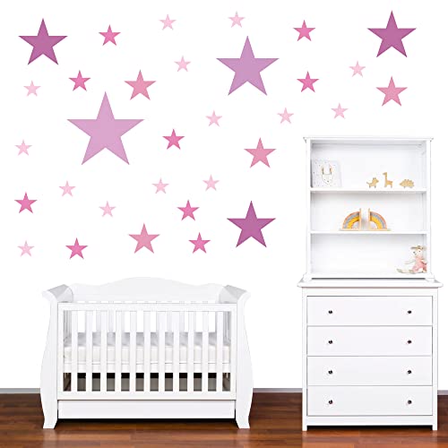 PREMYO Set of 54 Star Wall Stickers Kids - Nursery Decor Easy to Apply - Decals for Bedrooms for Girls Boys Pastell Pink - Image 3