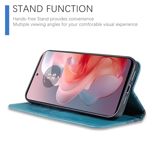 Image of Wallet Case for Motorola Moto G Power 5G (2024) 6.7 inch - PU Leather Strong Magnetic Folio Phone Cover with Card Holder Slots, Flip case for Moto G Power 5G 2024, Green