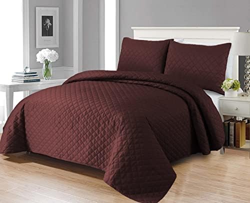 MIA we dress your home Bedspreads and Throws Super King Size with Quilted Embossed Ultrasonic Microfibre Fabric Bed Covers (Super King 270x250 CM, Beige)