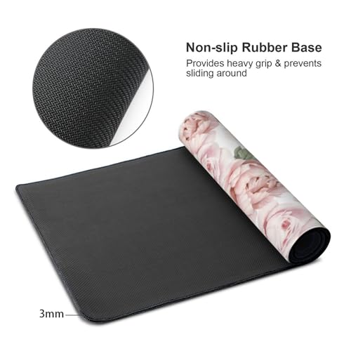 Tapis de souris grand format fleurs roses tapis de bureau premium