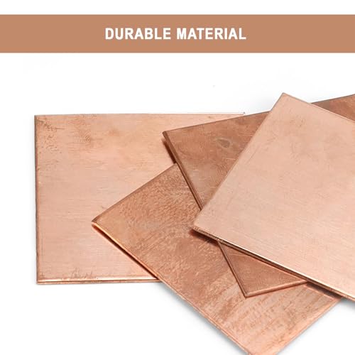 KLEHOPE Kupferplatten, 4 Stück Reines Kupfer Blech 99%, Reines Kupfer Kupferblatt (50mm*50mm*0.8mm),für Metallhandwerk, Schmuckherstellung, Leiterplattendruck usw, Verwendet Werden