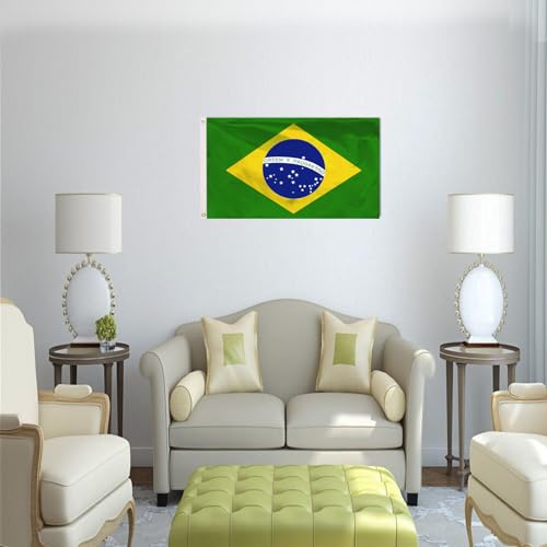 tnpun Brazil Flag Outdoor Brazilian Flags 3x5 Double Sided Vivid Color Heavy Duty 210D Nylon Cloth with 2 Brass Grommets 4 Rows of Stitches by tnpun - Image 6