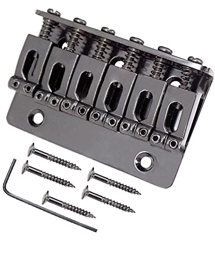 NC AYUBOUSA Fixed Hardtail Guitar Bridge Top Load Saddle for 6 String Fender American Standard Strat Stratocaster Telecaster Black