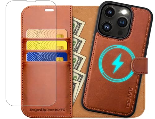 OCASE for iPhone 14 Pro Max Case, Magnetic Detachable 2 in 1 Flip PU Leather Wallet Case with[RFID Blocking][Card Holder] Shockproof Removable Phone Cover for the 6.7 Inch 14 Pro Max,Brown