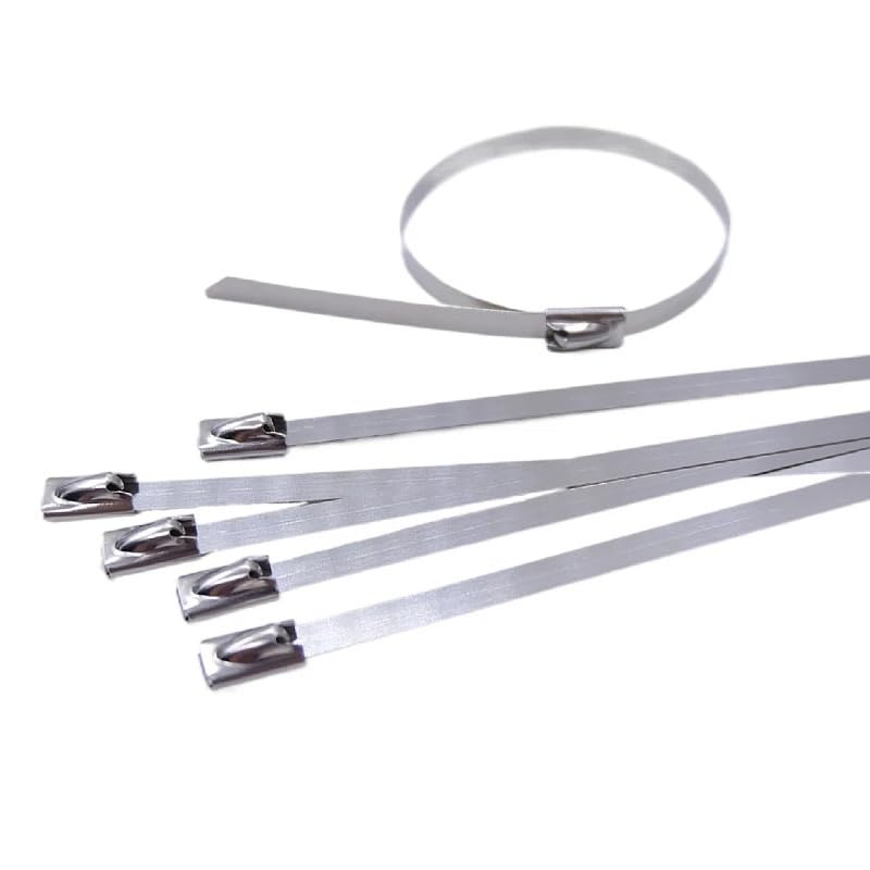 Sujetacables de acero inoxidable con anillo de sujeción – Organizador de herrajes de metal multiusos reutilizable, autosellante, 450 mm, 30 piezas