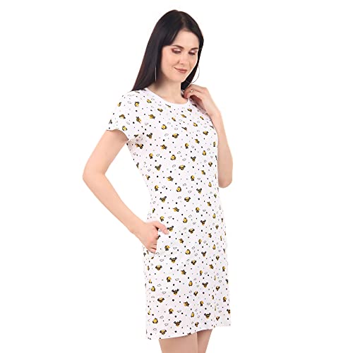 Image of Stories.Label Women Cotton Long T-Shirt Dress in Knee Length with Side Pockets Include Plus Sizes (Size S -5XL)