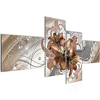 Runa Art Quadro Moderno Fiori Gigli - Astratto Turchese E Grigio - Made In Germany - 016515a - 2