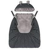 Fillikid Tragecover für Kindertrage aus Coralfleece | Universal Wetterschutz für Babytrage | wind- & wasserabweisender Schutz für Baby Carrier | abnehmbare Kapuze mit Ohren | ideal für Herbst & Winter