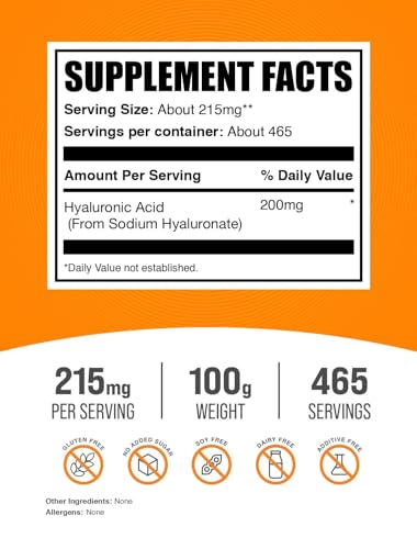 image for BulkSupplements.com Hyaluronic Acid Powder - as Sodium Hyaluronate, Hy