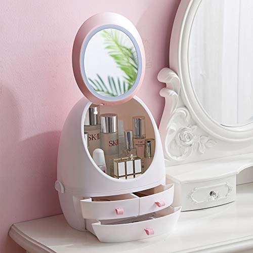 Preisvergleich Produktbild Beauty Case Schminkkoffer Kosmetikkoffer, Schmuckkoffer 35 * 18 * 28cm, Friseurkoffer mit Spiegel LED,BMirroredLED