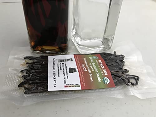 Exclusive Grade B Madagascar Vanilla Extract (26 ea) | 4.5" - 5.5" by Fitnclean VANILLA | All Natural GMO Free Bulk Bourbon Dry Capsules