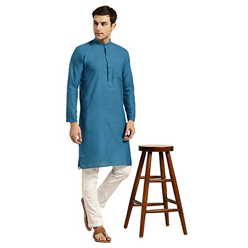 Image of SOJANYA Men's Cotton Straight Fit Casual(Since 1958 Solid Kurta Crafted for Elegance