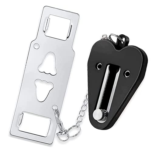 Yuchengxiang Portable Door Lock - Home Security Locker for Travel Lockdown, AirBNB - Heavy Duty Anti-Theft Safety Privacy Lock (Black)