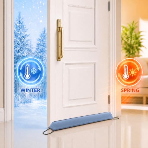 Image of Sunolga Door Draft Stopper, Removable Washable Cover, 36 inch, Dusty Blue