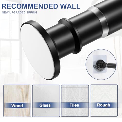 XIQIYY Shower Curtain Rod 28 to 56 Inch Adjustable Tension Shower Rod No-Drilling Black Spring Tension Rod for Bathroom,Rust Resistant Stainless Steel,Heavy-Duty