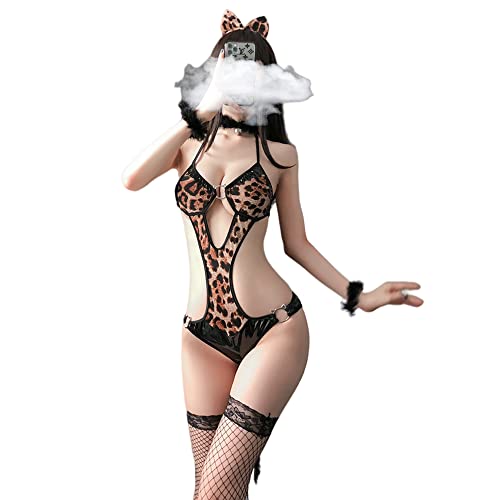 SINGUYUN Conjunto de camisón sexy de leopardo para mujer con estampado de leopardo de anime Cosplay (20307Leopard) Cover